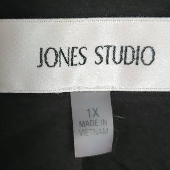 Jones Studio Burgundy and Black Herringbone Long Swing Jacket Size 1X - Picture 4 of 12